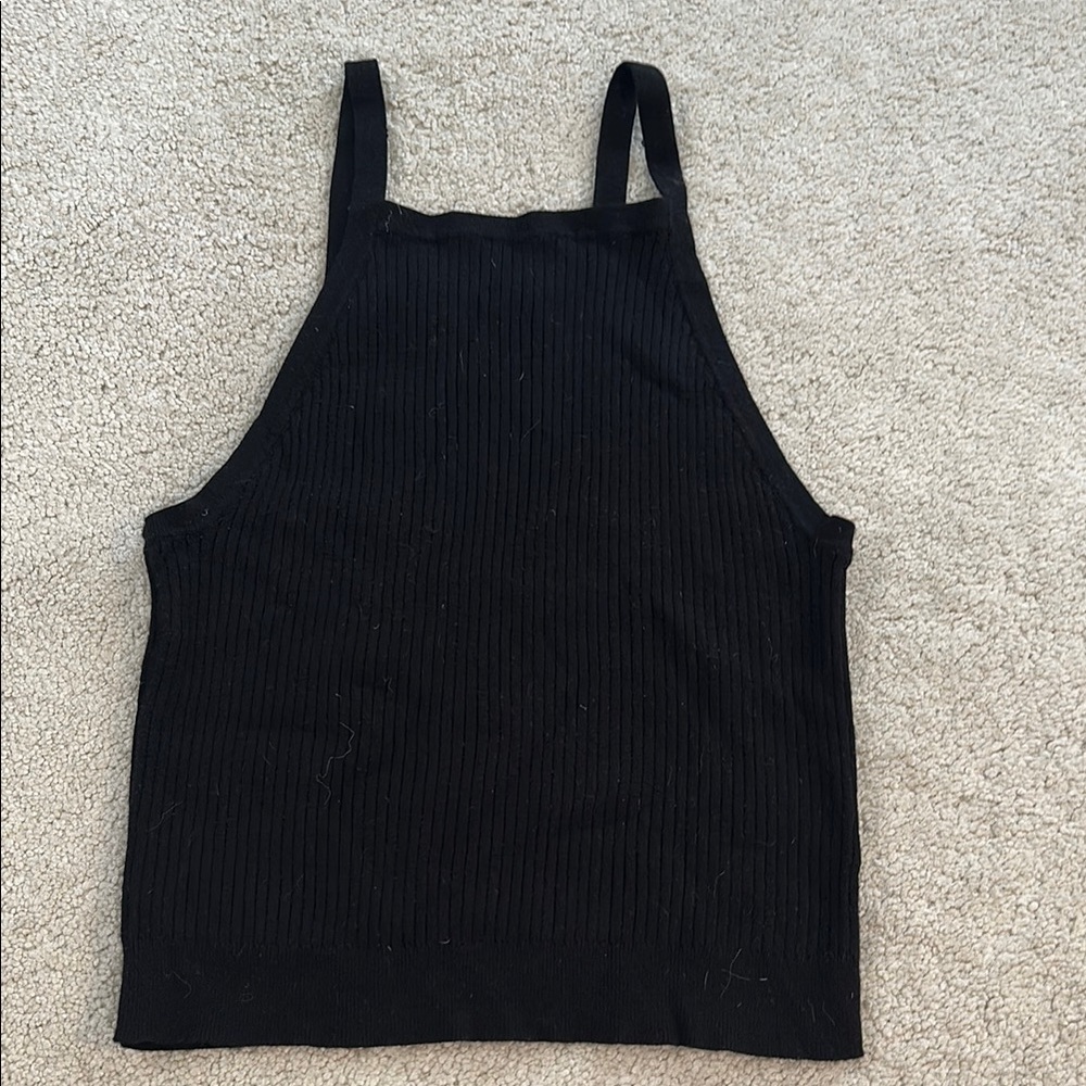 Black Ribbed Women's Top